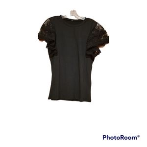 Lace, flutter short sleeve top